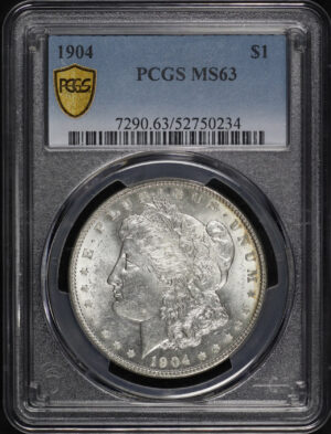 Obverse of this 1904 Morgan Dollar PCGS MS-63 Reverse Rainbow Toning