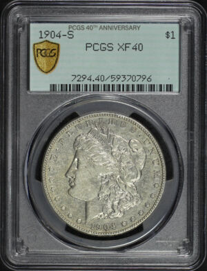 Obverse of this 1904-S Morgan Dollar PCGS XF-40 40th Anniversary
