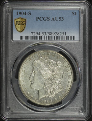 Obverse of this 1904-S Morgan Dollar PCGS AU-53