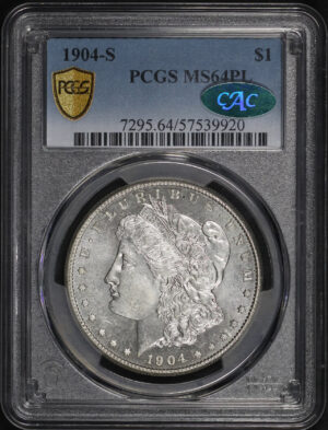 Obverse of this 1904-S Morgan Dollar PCGS MS-64 PL CAC