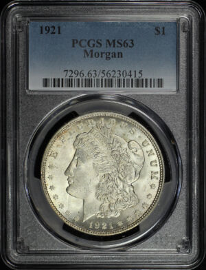 Obverse of this 1921 Morgan Dollar PCGS MS-63