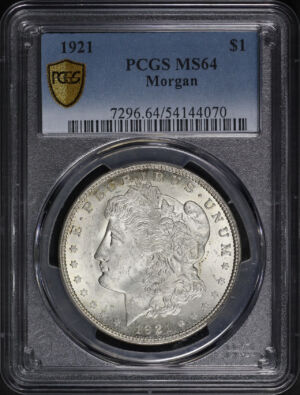 Obverse of this 1921 Morgan Dollar PCGS MS-64