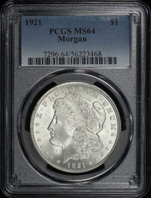 Obverse of this 1921 Morgan Dollar PCGS MS-64