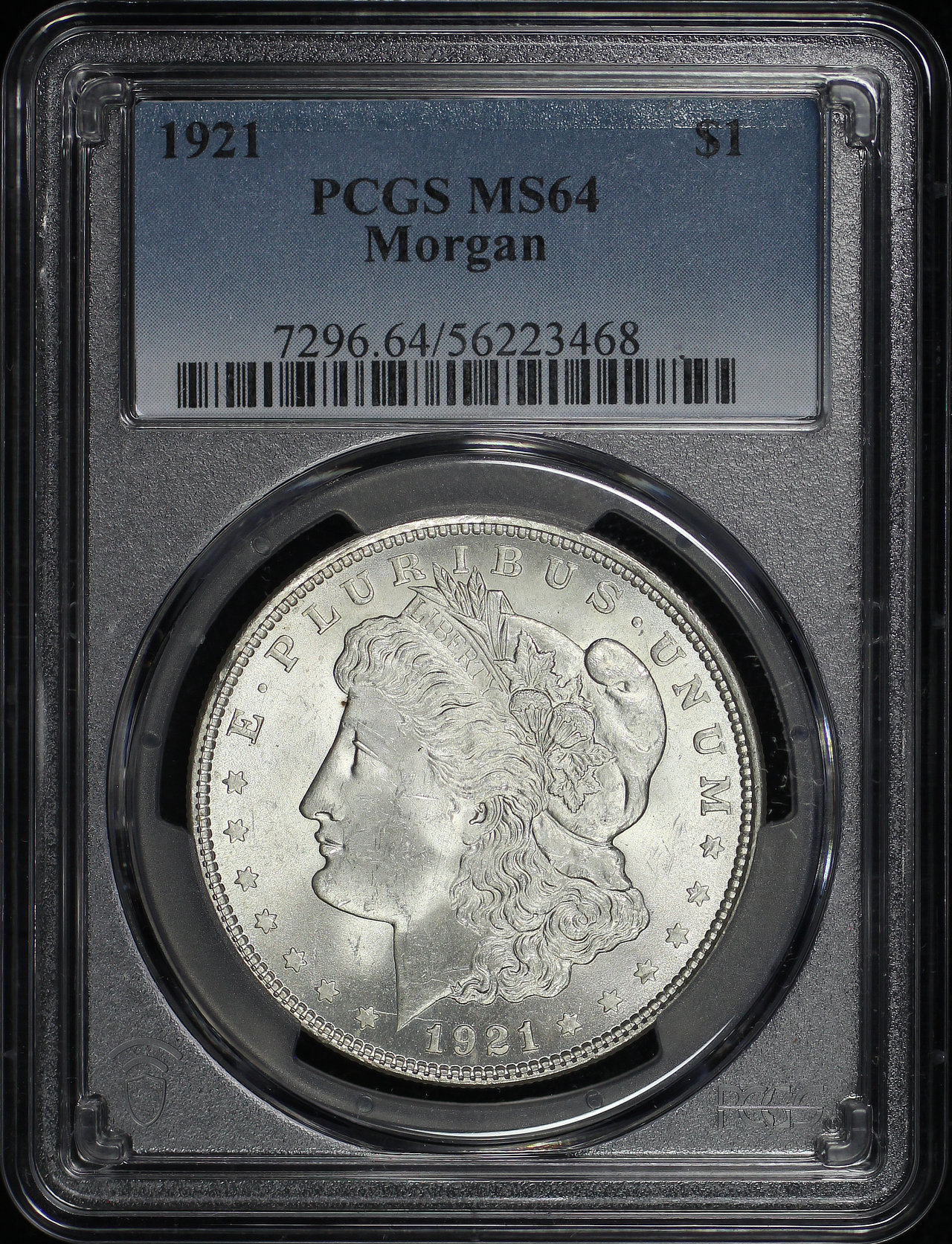 Obverse of this 1921 Morgan Dollar PCGS MS-64