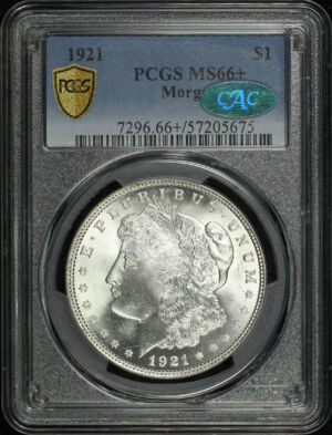 Obverse of this 1921 Morgan Dollar PCGS MS-66+ CAC