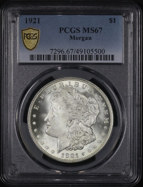 Obverse of this 1921 Morgan Dollar PCGS MS-67