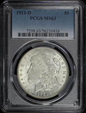 Obverse of this 1921-D Morgan Dollar PCGS MS-63