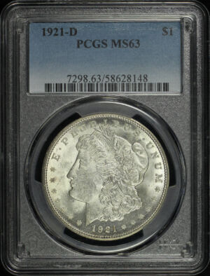 Obverse of this 1921-D Morgan Dollar PCGS MS-63