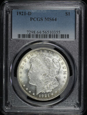 Obverse of this 1921-D Morgan Dollar PCGS MS-64