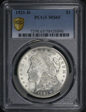 Obverse of this 1921-D Morgan Dollar PCGS MS-65