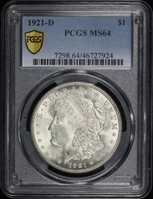 Obverse of this 1921-D Morgan Dollar PCGS MS-64