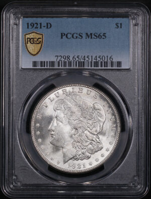 Obverse of this 1921-D Morgan Dollar PCGS MS-65