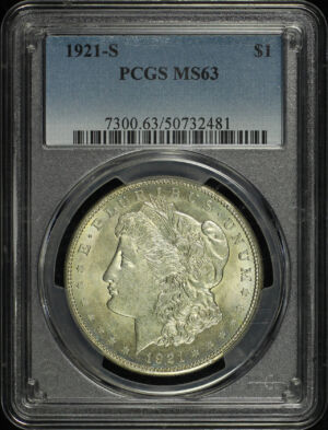 Obverse of this 1921-S Morgan Dollar PCGS MS-63