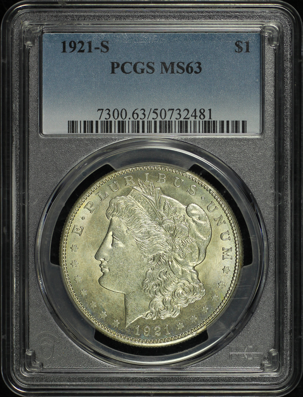 Obverse of this 1921-S Morgan Dollar PCGS MS-63