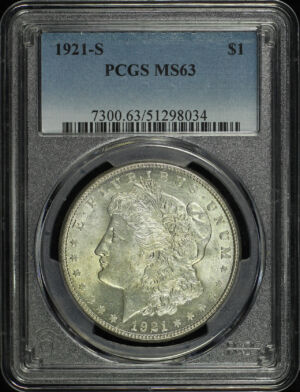 Obverse of this 1921-S Morgan Dollar PCGS MS-63
