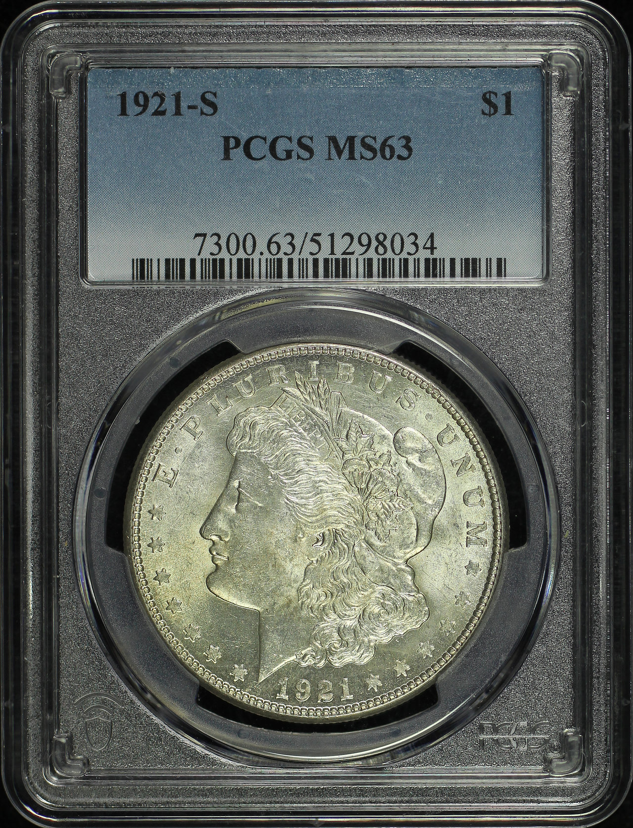 Obverse of this 1921-S Morgan Dollar PCGS MS-63