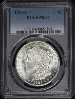 Obverse of this 1921-S Morgan Dollar PCGS MS-64