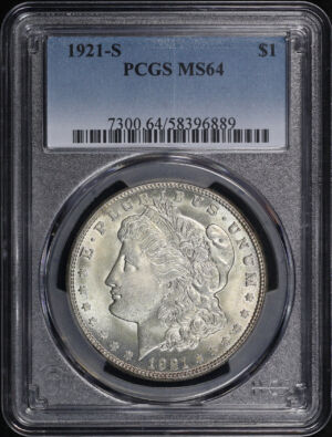 Obverse of this 1921-S Morgan Dollar PCGS MS-64