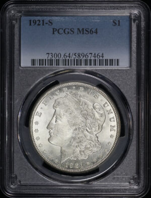 Obverse of this 1921-S Morgan Dollar PCGS MS-64