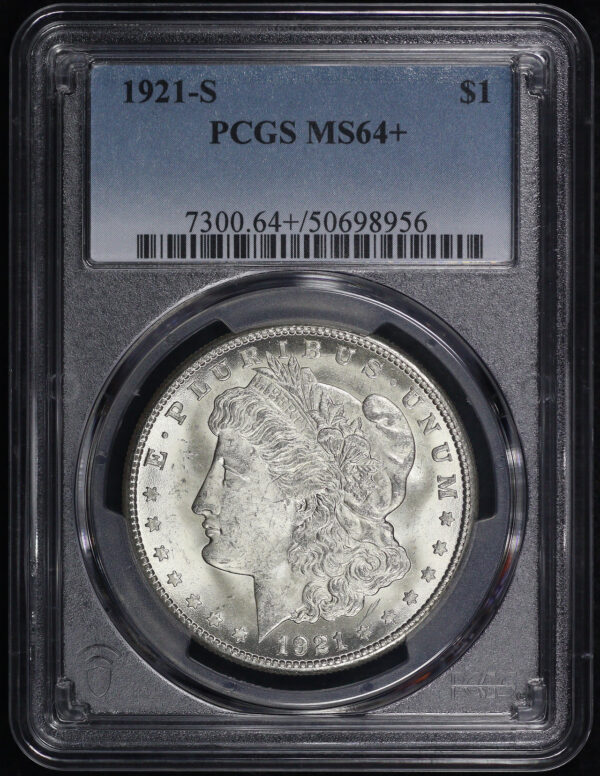 Obverse of this 1921-S Morgan Dollar PCGS MS-64+