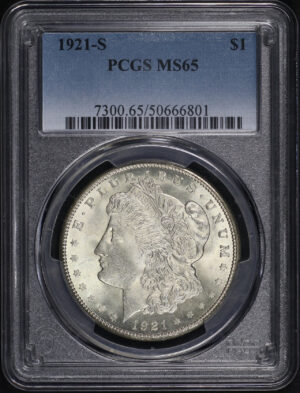 Obverse of this 1921-S Morgan Dollar PCGS MS-65