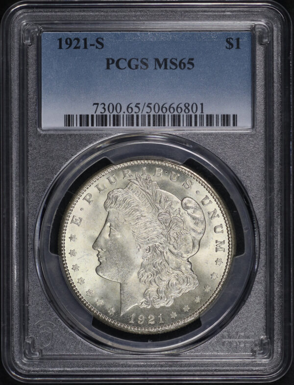 Obverse of this 1921-S Morgan Dollar PCGS MS-65