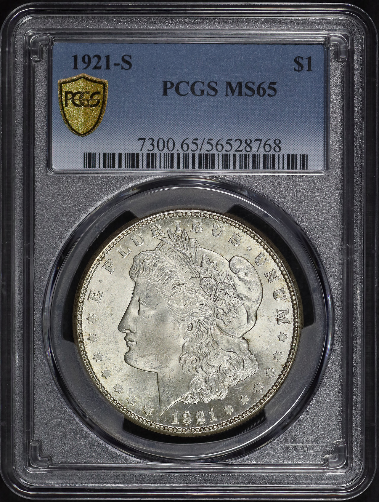 Obverse of this 1921-S Morgan Dollar PCGS MS-65