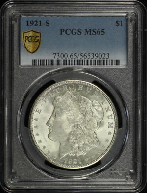 Obverse of this 1921-S Morgan Dollar PCGS MS-65