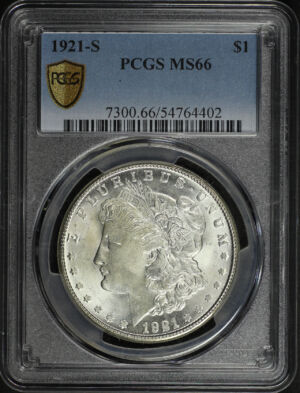 Obverse of this 1921-S Morgan Dollar PCGS MS-66