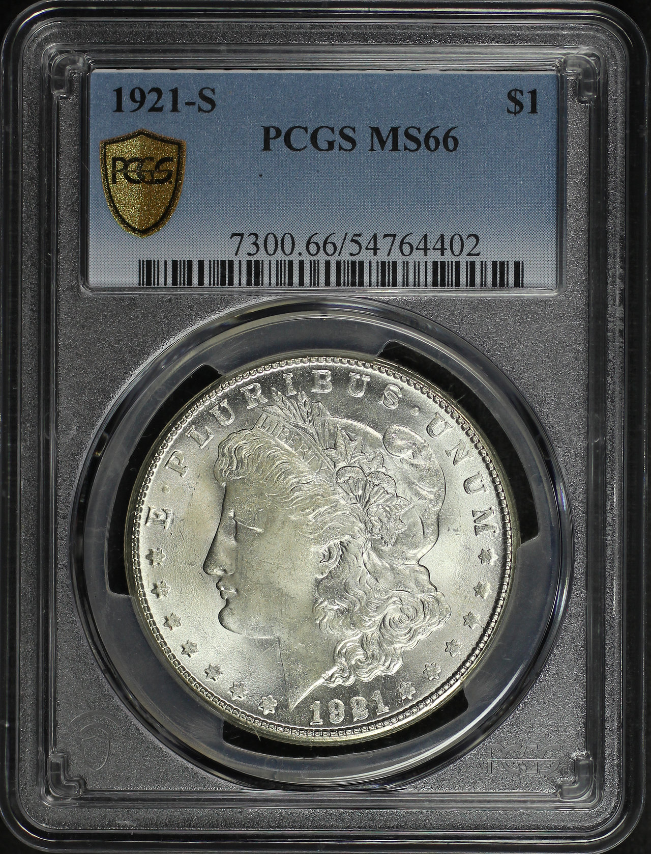 Obverse of this 1921-S Morgan Dollar PCGS MS-66