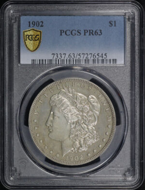 Obverse of this 1902 Morgan Dollar PCGS PR-63