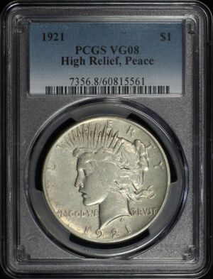 Obverse of this 1921 Peace Dollar PCGS VG-08