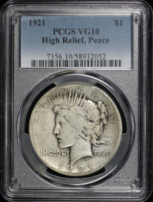 Obverse of this 1921 Peace Dollar PCGS VG-10