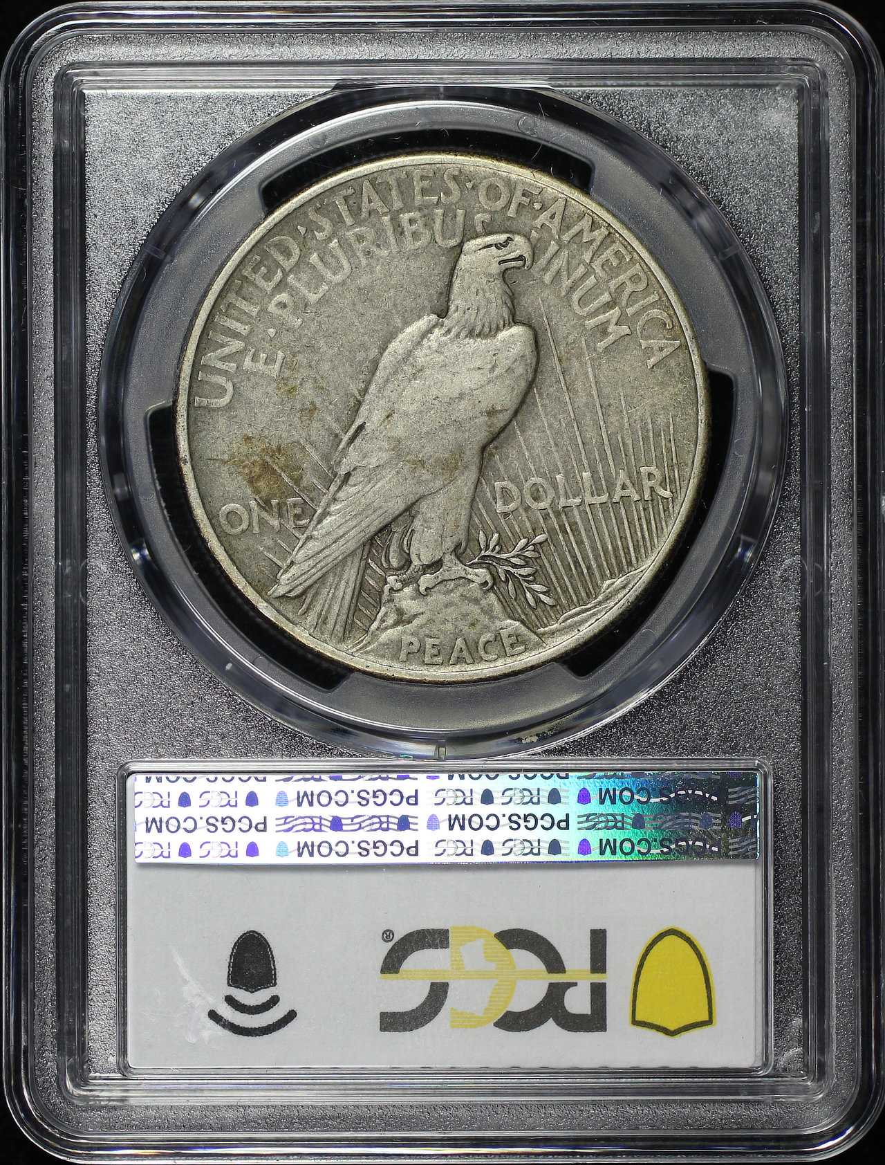 Reverse of this 1921 Peace Dollar PCGS VG-10