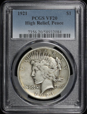 Obverse of this 1921 Peace Dollar PCGS VF-20