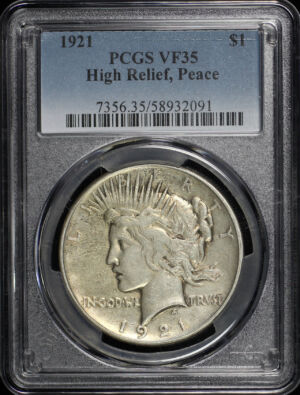 Obverse of this 1921 Peace Dollar PCGS VF-35