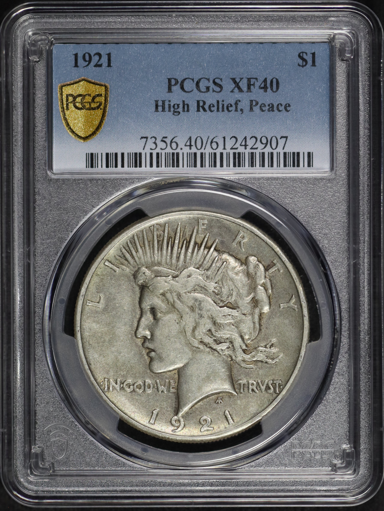 Obverse of this 1921 Peace Dollar PCGS XF-40