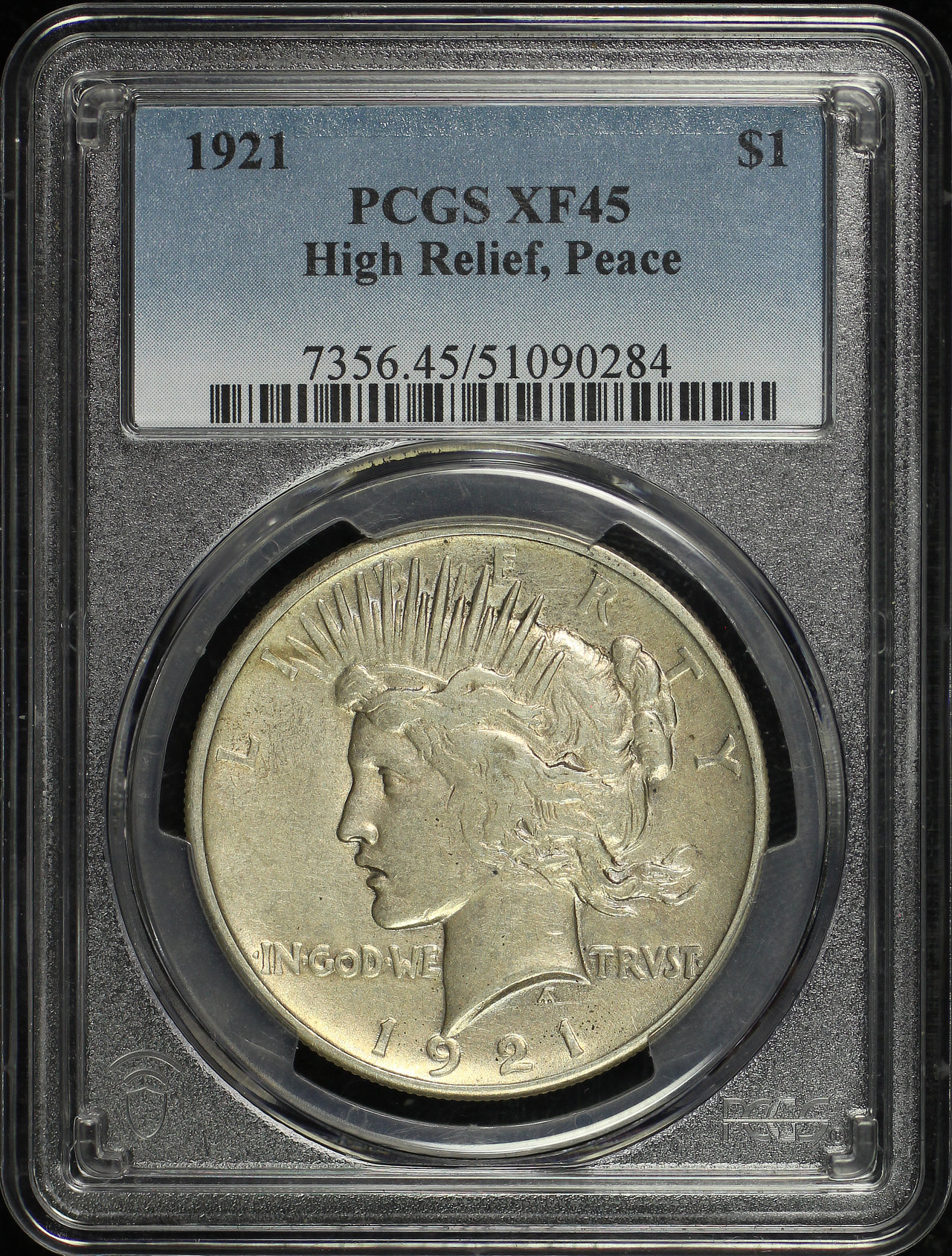 Obverse of this 1921 Peace Dollar PCGS XF-45
