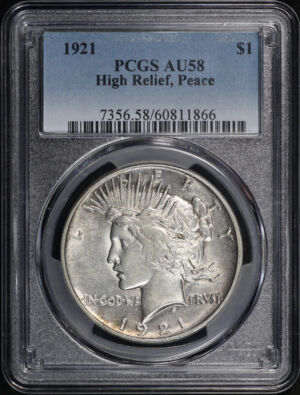 Obverse of this 1921 Peace Dollar PCGS AU-58