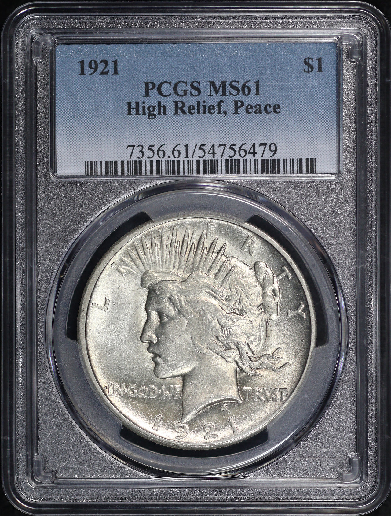 Obverse of this 1921 Peace Dollar PCGS MS-61
