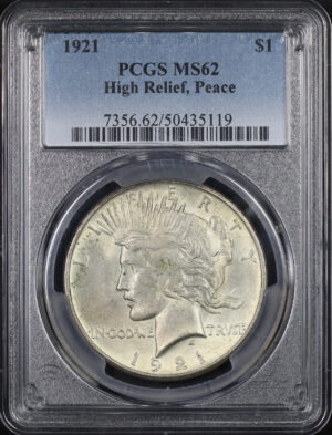 Obverse of this 1921 Peace Dollar PCGS MS-62