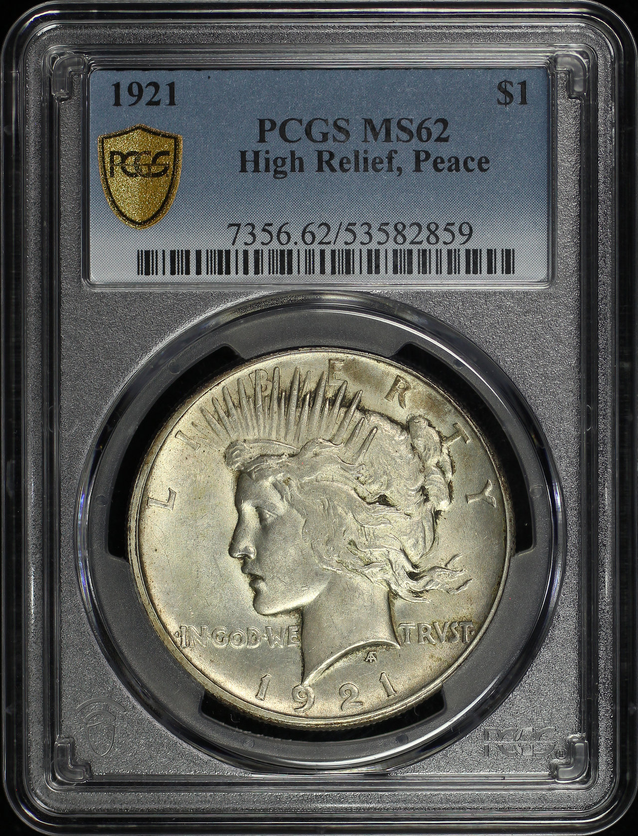 Obverse of this 1921 Peace Dollar PCGS MS-62