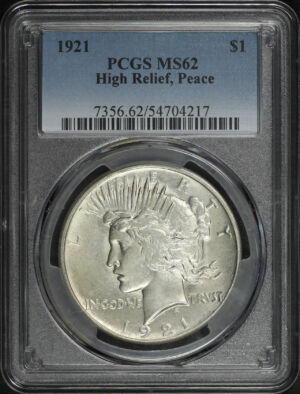 Obverse of this 1921 Peace Dollar PCGS MS-62