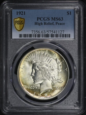 Obverse of this 1921 Peace Dollar PCGS MS-63