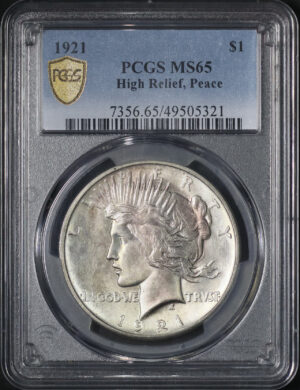 Obverse of this 1921 Peace Dollar PCGS MS-65