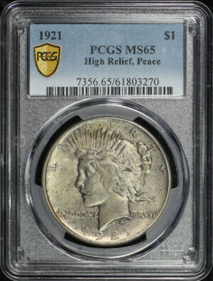 Obverse of this 1921 Peace Dollar PCGS MS-65