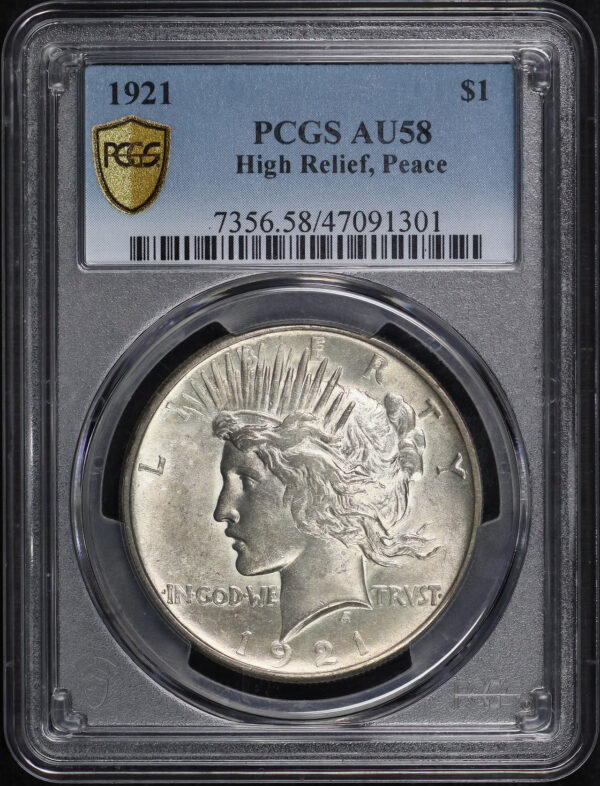 Obverse of this 1921 Peace Dollar PCGS AU-58