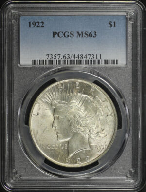Obverse of this 1922 Peace Dollar PCGS MS-63