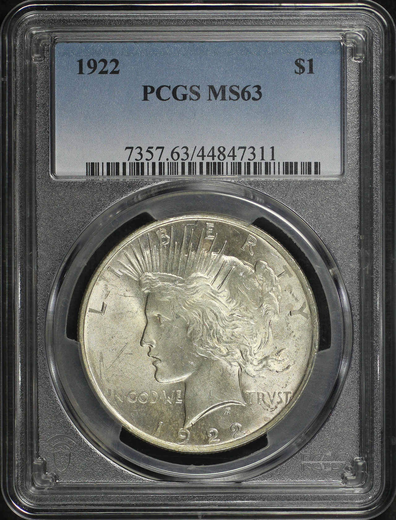 Obverse of this 1922 Peace Dollar PCGS MS-63