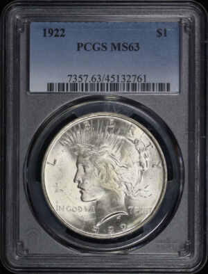 Obverse of this 1922 Peace Dollar PCGS MS-63